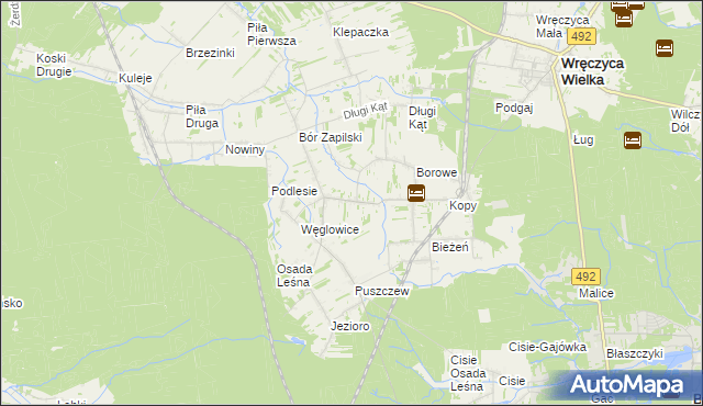 mapa Czarna Wieś gmina Wręczyca Wielka, Czarna Wieś gmina Wręczyca Wielka na mapie Targeo