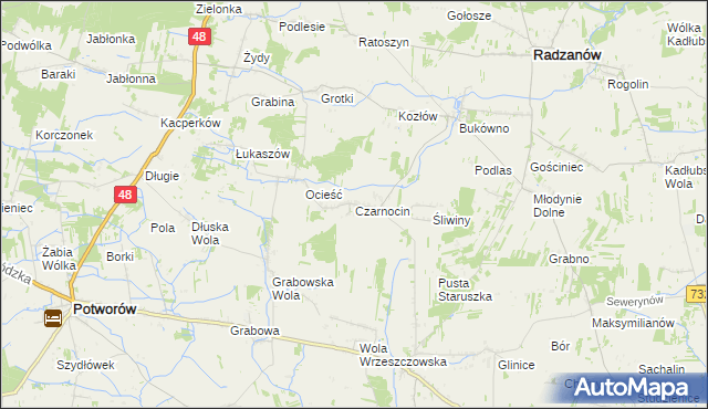 mapa Czarnocin gmina Radzanów, Czarnocin gmina Radzanów na mapie Targeo