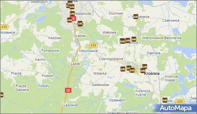 mapa Czarnogoździce, Czarnogoździce na mapie Targeo