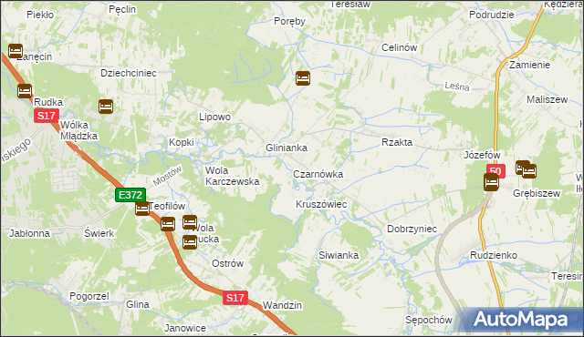mapa Czarnówka gmina Wiązowna, Czarnówka gmina Wiązowna na mapie Targeo