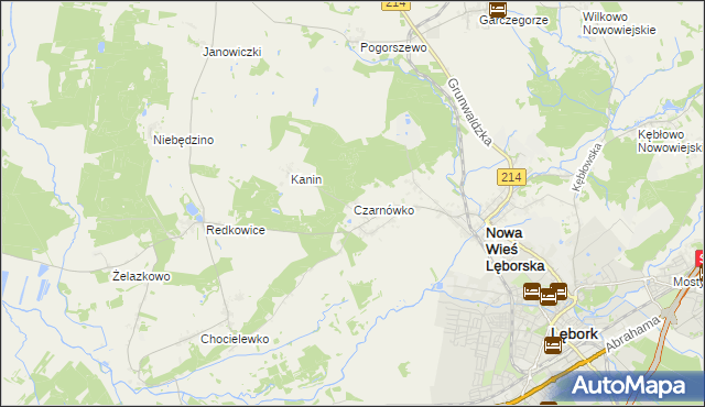 mapa Czarnówko gmina Nowa Wieś Lęborska, Czarnówko gmina Nowa Wieś Lęborska na mapie Targeo