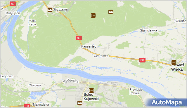 mapa Czarnowo gmina Zławieś Wielka, Czarnowo gmina Zławieś Wielka na mapie Targeo