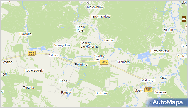 mapa Czarny Las gmina Żytno, Czarny Las gmina Żytno na mapie Targeo