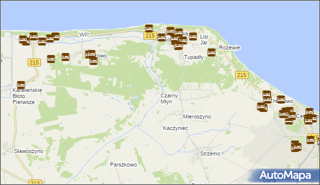 mapa Czarny Młyn gmina Puck, Czarny Młyn gmina Puck na mapie Targeo