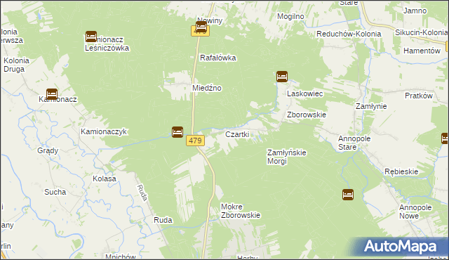 mapa Czartki gmina Sieradz, Czartki gmina Sieradz na mapie Targeo