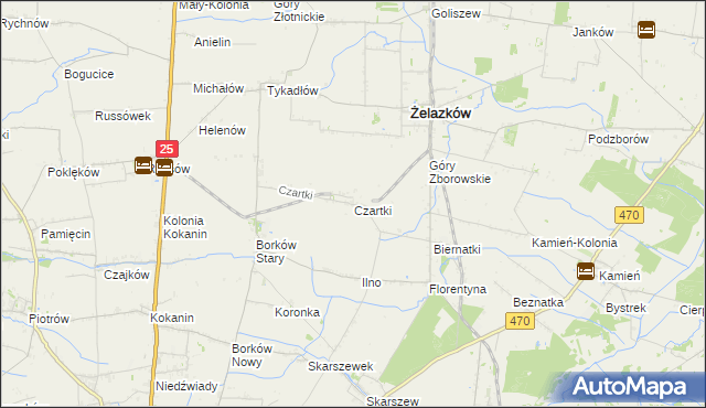 mapa Czartki gmina Żelazków, Czartki gmina Żelazków na mapie Targeo