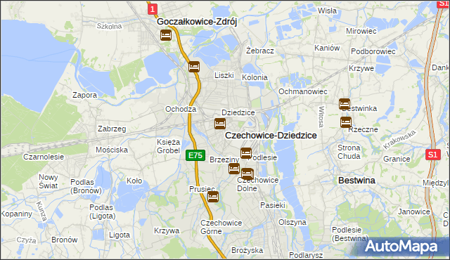 mapa Czechowic-Dziedzic, Czechowice-Dziedzice na mapie Targeo