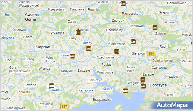 mapa Czechówka gmina Siepraw, Czechówka gmina Siepraw na mapie Targeo