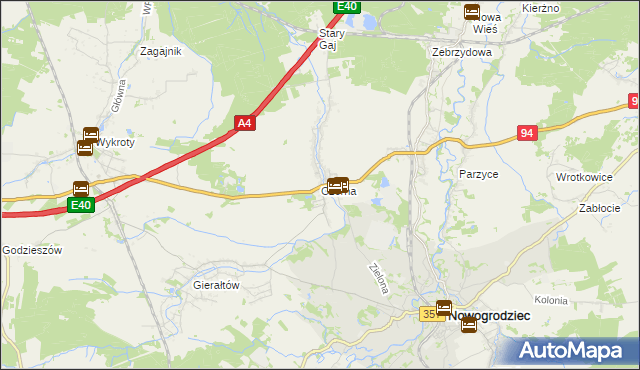 mapa Czerna gmina Nowogrodziec, Czerna gmina Nowogrodziec na mapie Targeo