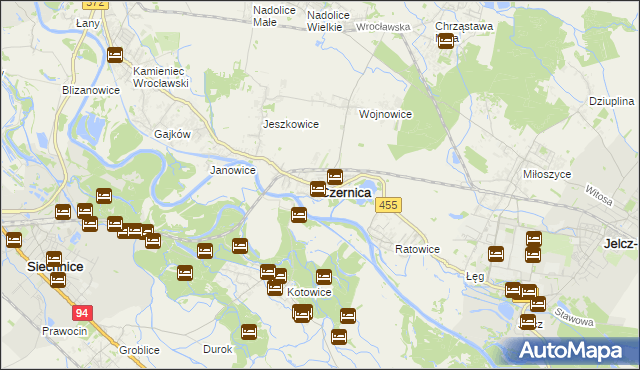 mapa Czernica powiat wrocławski, Czernica powiat wrocławski na mapie Targeo