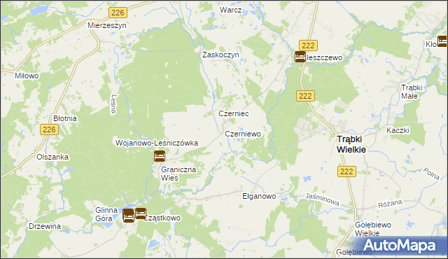 mapa Czerniewo gmina Trąbki Wielkie, Czerniewo gmina Trąbki Wielkie na mapie Targeo