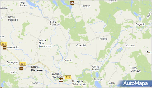 mapa Czerniki gmina Stara Kiszewa, Czerniki gmina Stara Kiszewa na mapie Targeo
