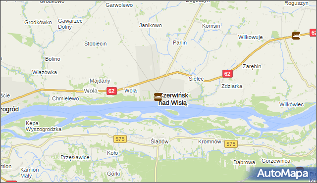 mapa Czerwińsk nad Wisłą, Czerwińsk nad Wisłą na mapie Targeo