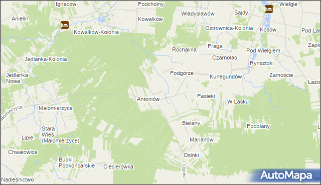 mapa Czerwona gmina Ciepielów, Czerwona gmina Ciepielów na mapie Targeo