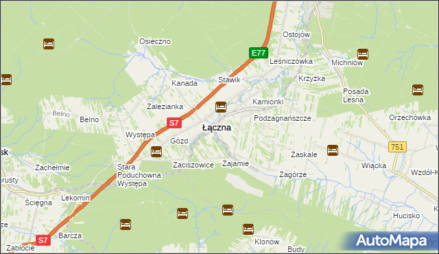 mapa Czerwona Górka gmina Łączna, Czerwona Górka gmina Łączna na mapie Targeo