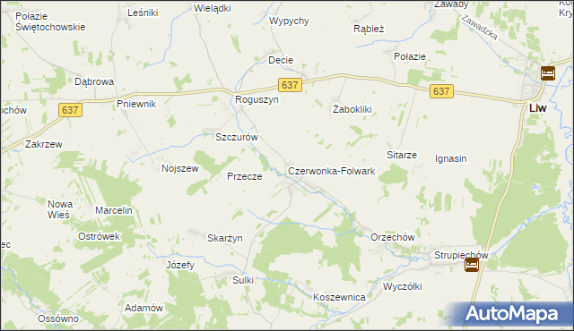 mapa Czerwonka-Folwark, Czerwonka-Folwark na mapie Targeo