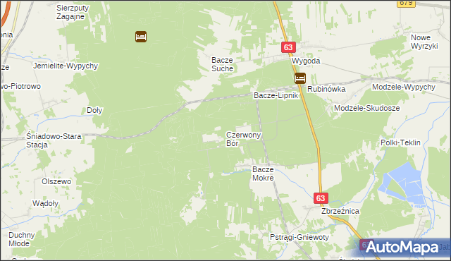 mapa Czerwony Bór gmina Zambrów, Czerwony Bór gmina Zambrów na mapie Targeo