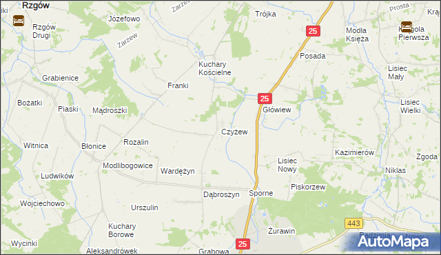 mapa Czyżew gmina Rychwał, Czyżew gmina Rychwał na mapie Targeo