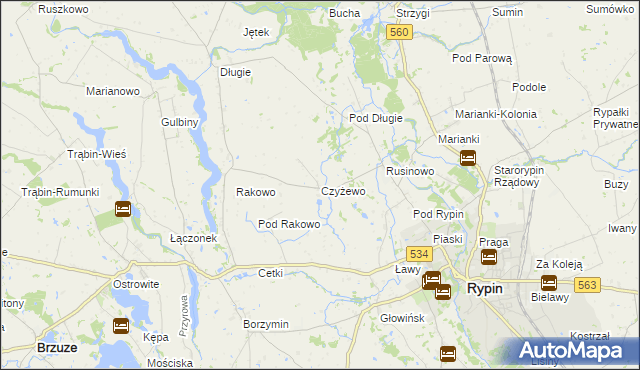 mapa Czyżewo gmina Rypin, Czyżewo gmina Rypin na mapie Targeo