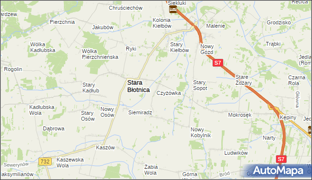 mapa Czyżówka gmina Stara Błotnica, Czyżówka gmina Stara Błotnica na mapie Targeo