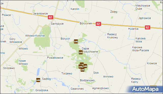 mapa Dąbie Poduchowne, Dąbie Poduchowne na mapie Targeo