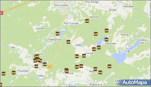 mapa Dąbki gmina Czersk, Dąbki gmina Czersk na mapie Targeo