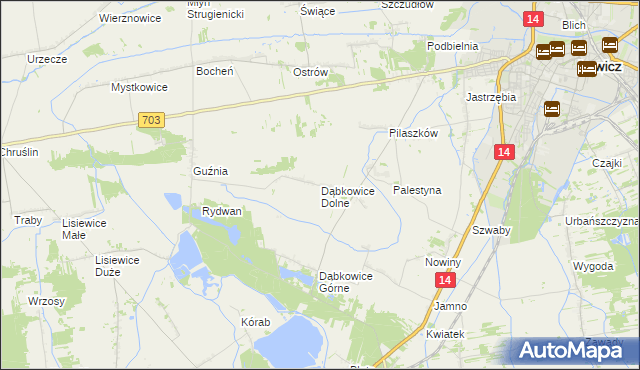mapa Dąbkowice Dolne, Dąbkowice Dolne na mapie Targeo