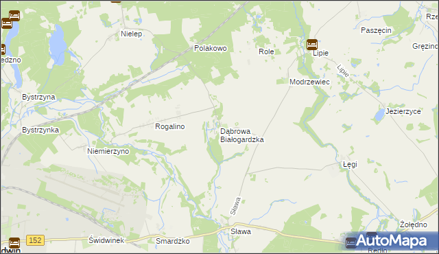 mapa Dąbrowa Białogardzka, Dąbrowa Białogardzka na mapie Targeo