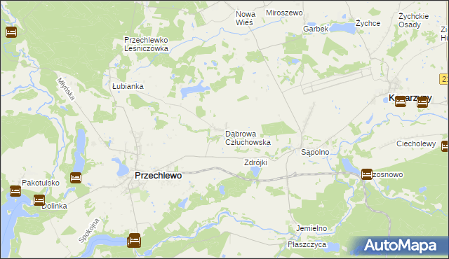 mapa Dąbrowa Człuchowska, Dąbrowa Człuchowska na mapie Targeo