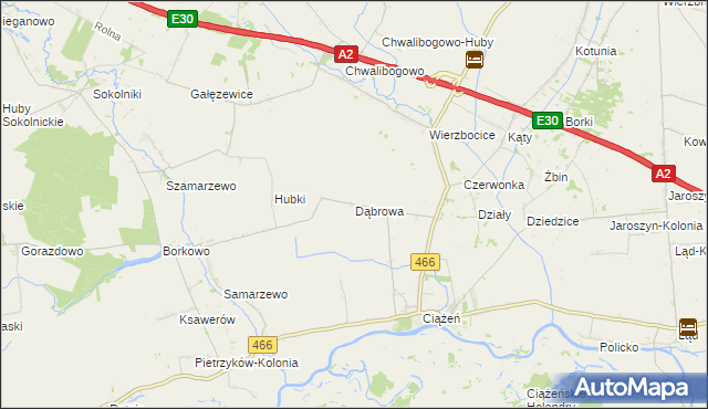 mapa Dąbrowa gmina Lądek, Dąbrowa gmina Lądek na mapie Targeo