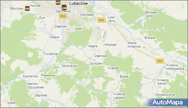 mapa Dąbrowa gmina Lubaczów, Dąbrowa gmina Lubaczów na mapie Targeo