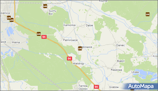 mapa Dąbrowice gmina Chrząstowice, Dąbrowice gmina Chrząstowice na mapie Targeo