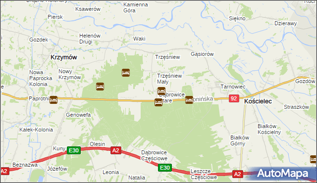 mapa Dąbrowice Stare, Dąbrowice Stare na mapie Targeo