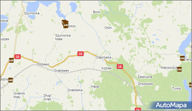 mapa Dąbrówka gmina Orzysz, Dąbrówka gmina Orzysz na mapie Targeo