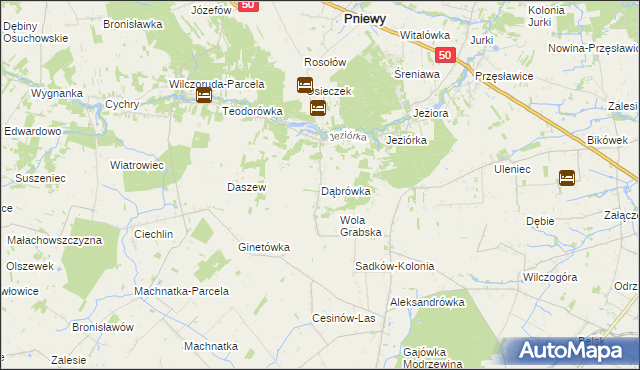 mapa Dąbrówka gmina Pniewy, Dąbrówka gmina Pniewy na mapie Targeo
