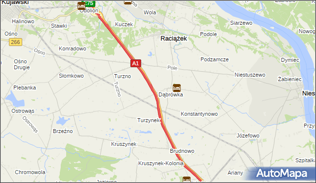 mapa Dąbrówka gmina Raciążek, Dąbrówka gmina Raciążek na mapie Targeo