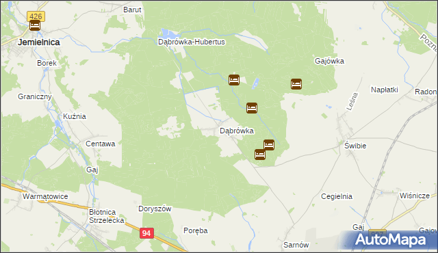 mapa Dąbrówka gmina Wielowieś, Dąbrówka gmina Wielowieś na mapie Targeo