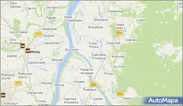 mapa Dąbrówka Pniowska, Dąbrówka Pniowska na mapie Targeo