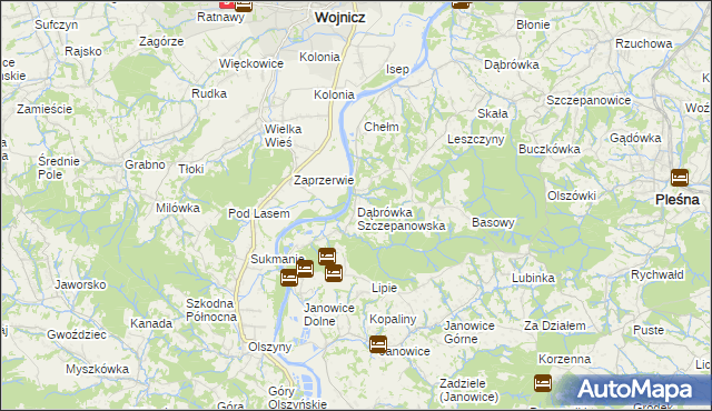 mapa Dąbrówka Szczepanowska, Dąbrówka Szczepanowska na mapie Targeo