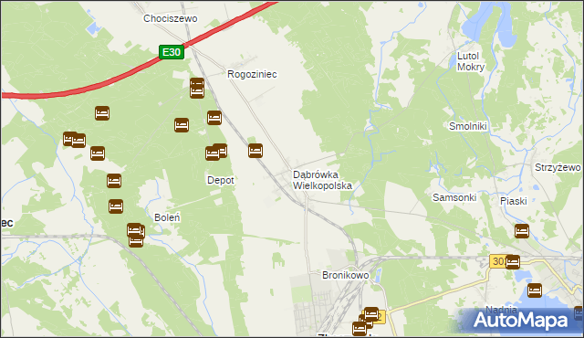 mapa Dąbrówka Wielkopolska, Dąbrówka Wielkopolska na mapie Targeo