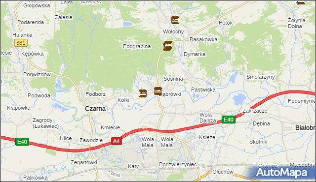 mapa Dąbrówki gmina Czarna, Dąbrówki gmina Czarna na mapie Targeo