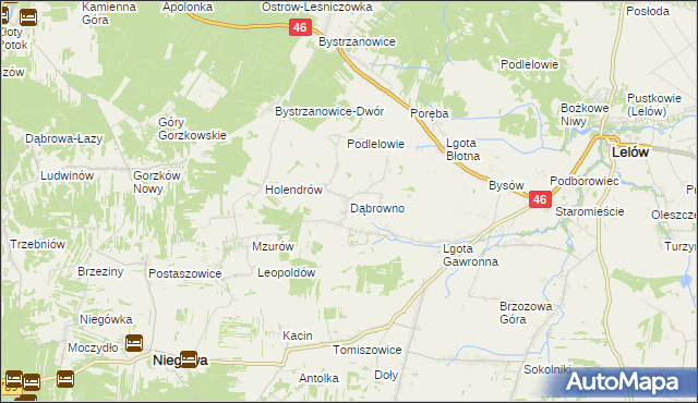 mapa Dąbrowno gmina Niegowa, Dąbrowno gmina Niegowa na mapie Targeo