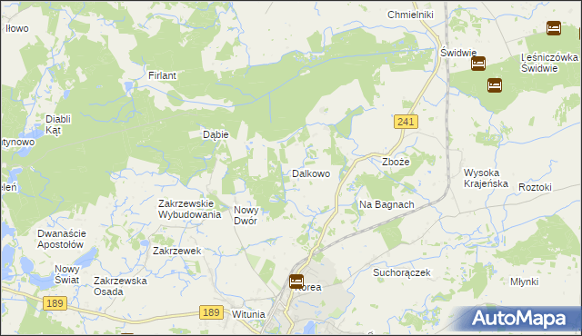 mapa Dalkowo gmina Więcbork, Dalkowo gmina Więcbork na mapie Targeo