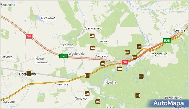 mapa Darżewo gmina Nowa Wieś Lęborska, Darżewo gmina Nowa Wieś Lęborska na mapie Targeo