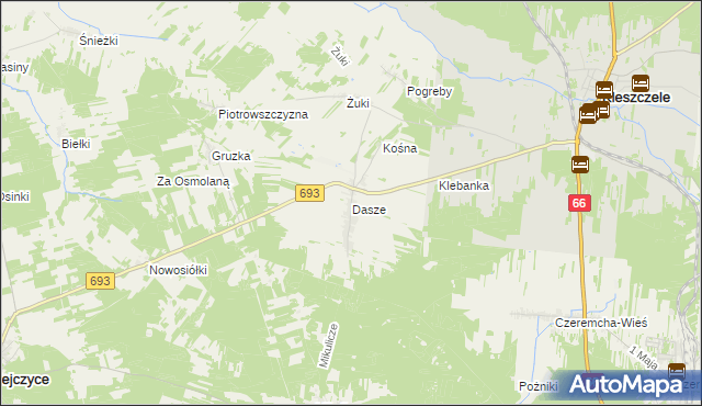 mapa Dasze, Dasze na mapie Targeo