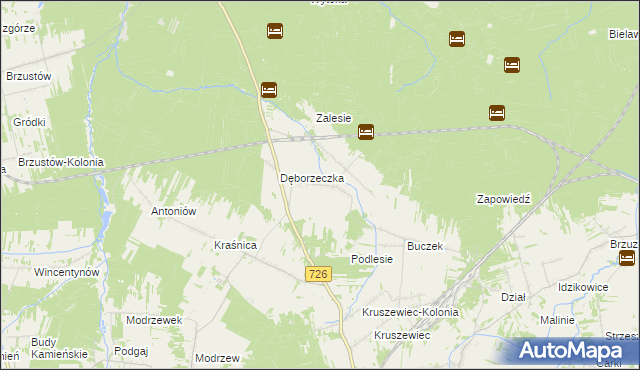 mapa Dęba gmina Poświętne, Dęba gmina Poświętne na mapie Targeo