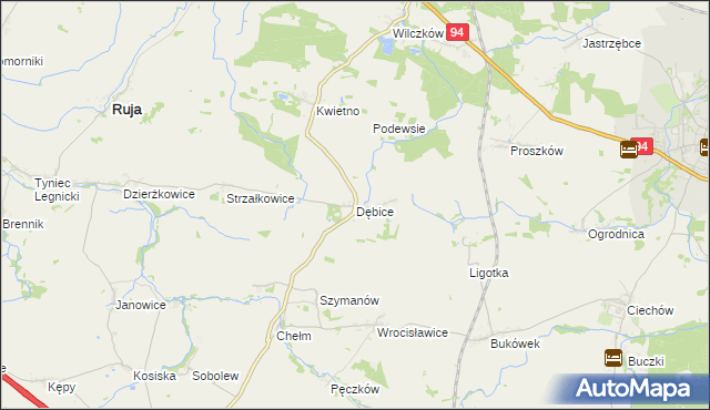 mapa Dębice gmina Malczyce, Dębice gmina Malczyce na mapie Targeo
