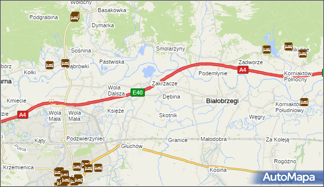 mapa Dębina gmina Białobrzegi, Dębina gmina Białobrzegi na mapie Targeo