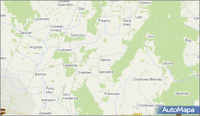 mapa Dębiny gmina Przasnysz, Dębiny gmina Przasnysz na mapie Targeo