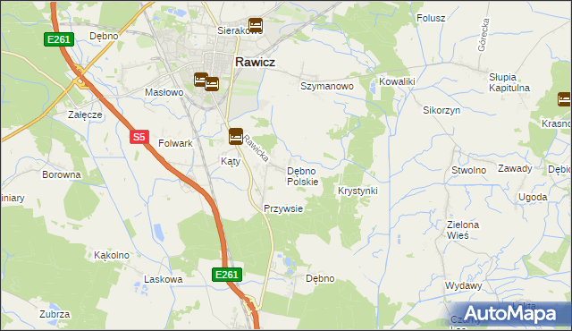 mapa Dębno Polskie, Dębno Polskie na mapie Targeo